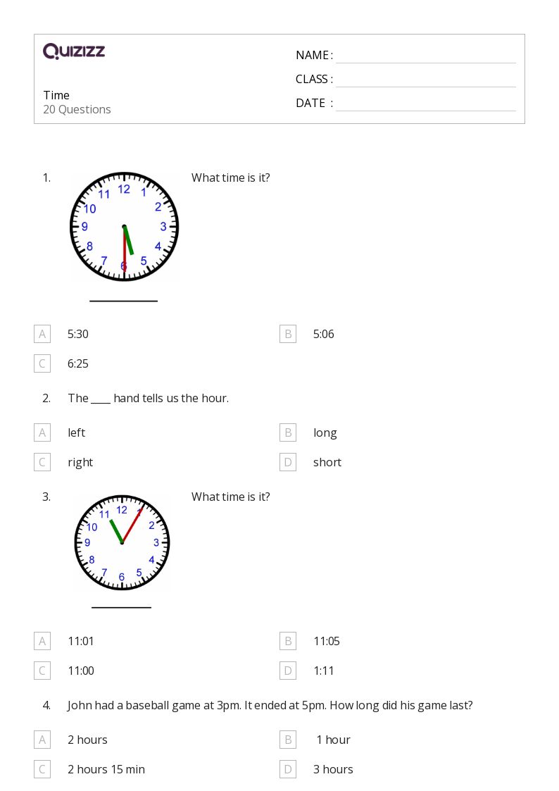 50+ Time to the Quarter Hour worksheets on Quizizz | Free &  Printable