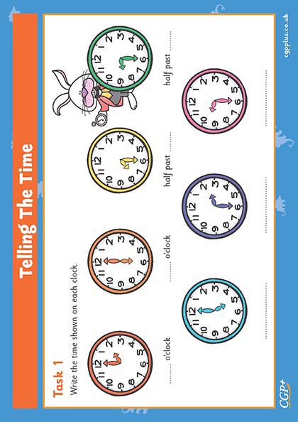 time worksheet quarter past half past