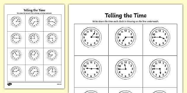 time worksheet quarter to