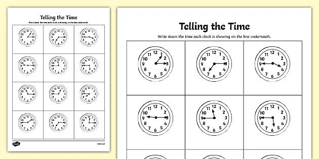 Quarter Past &  Quarter to Times Worksheet - Telling the time