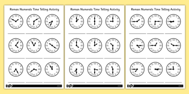 Roman Numerals Time Telling Activity (teacher made) - Twinkl