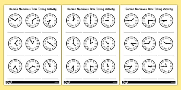 Roman Numerals Time Telling Activity (teacher made) - Twinkl