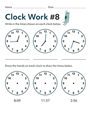 Clock Work #8 | Worksheet 
