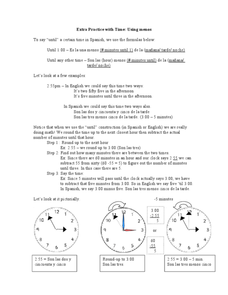 Extra Practice with Time: Using menos Worksheet for 6th - 8th ...