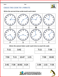 Telling Time Worksheets Grade 4 to the nearest minute