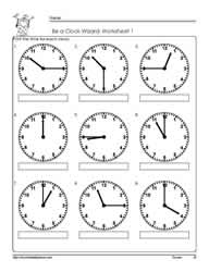 time worksheet to quarter hour