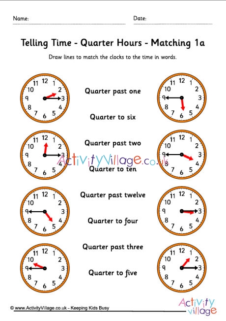 time worksheet to quarter