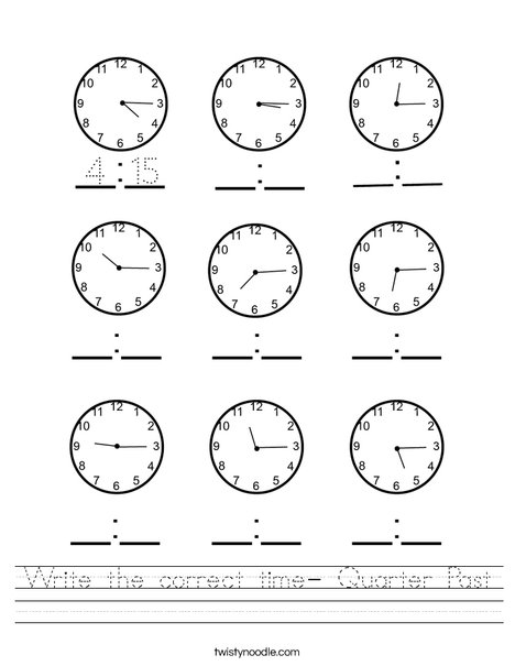 time worksheet to quarter