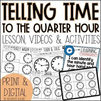Telling Time to the Quarter Hour Worksheets | 1st or 2nd Grade ...