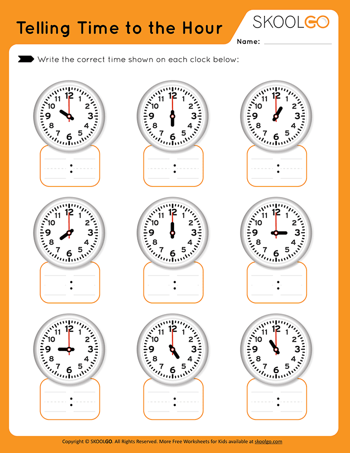 Telling Time to the Hour - SKOOLGO