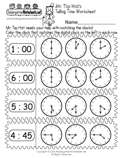 Time Worksheets for Kindergarten (Free Printables)
