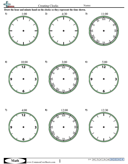 time worksheet to the nearest half hour
