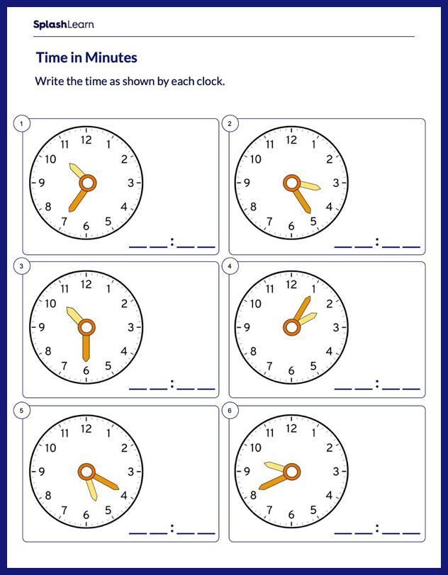 Tell Time to the Nearest 5 Minutes - Math Worksheets - SplashLearn