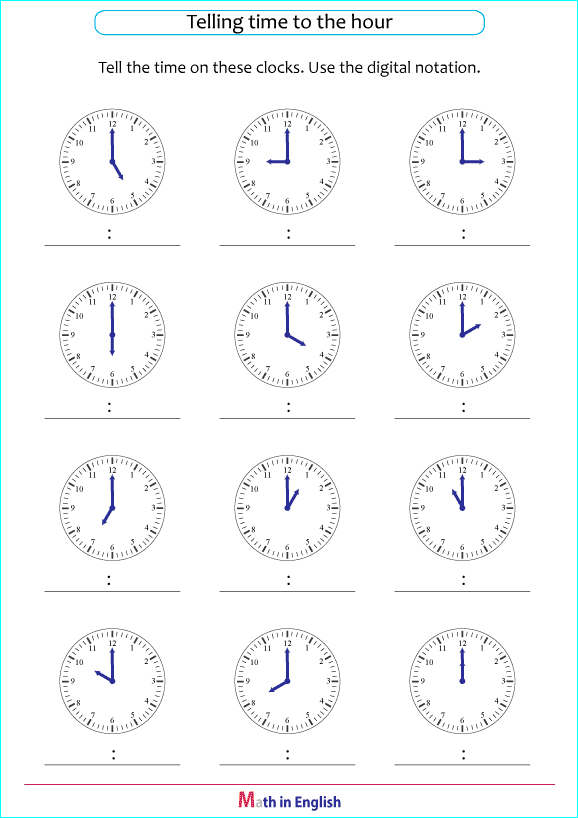 time worksheet to the nearest