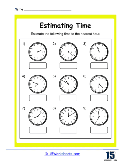 time worksheet to the nearest