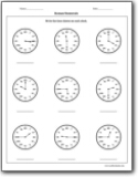 Roman Numerals Clock Worksheets