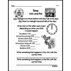 Second Grade Time Worksheets - AM and PM | edHelper.com