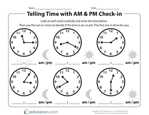 Telling Time with AM &  PM Check-in | Interactive Worksheet ...