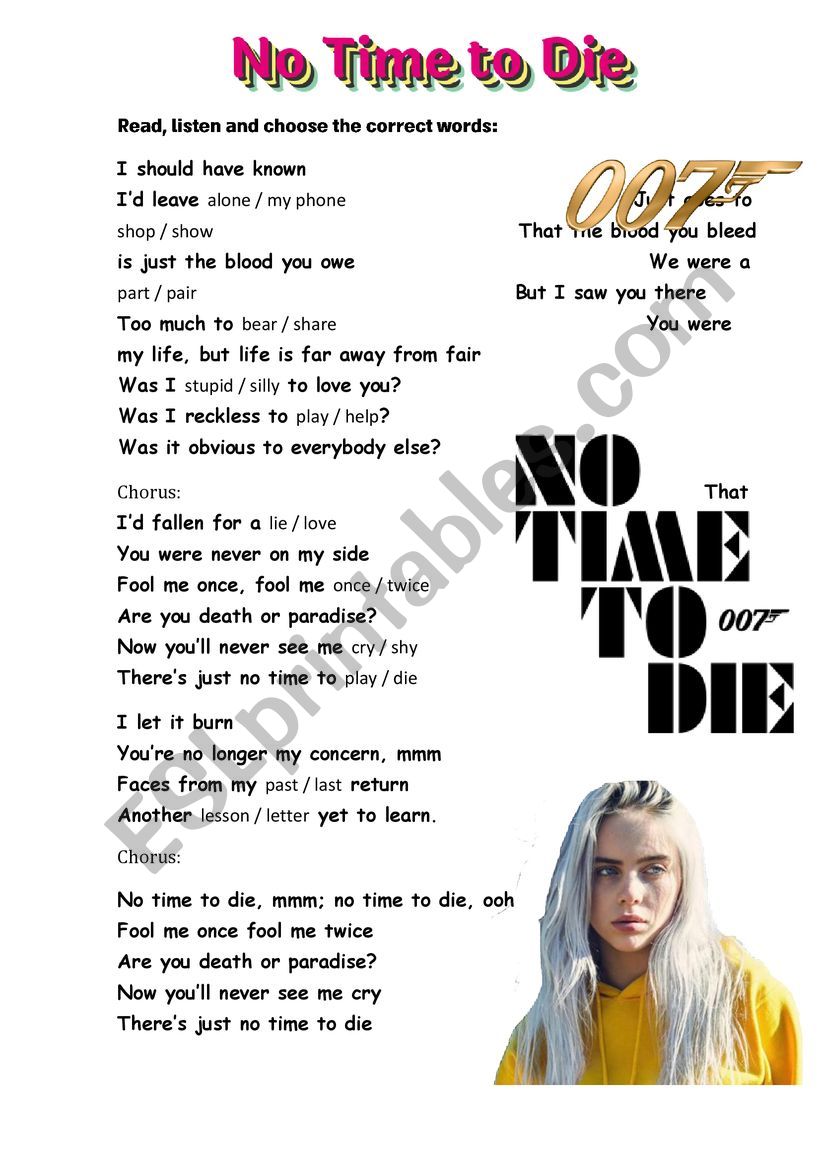 No Time to Die - ESL worksheet by Johnny_the_great