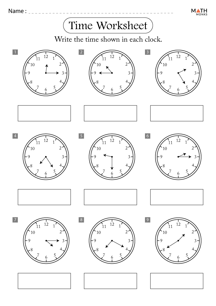 Time Worksheets with Answer Key