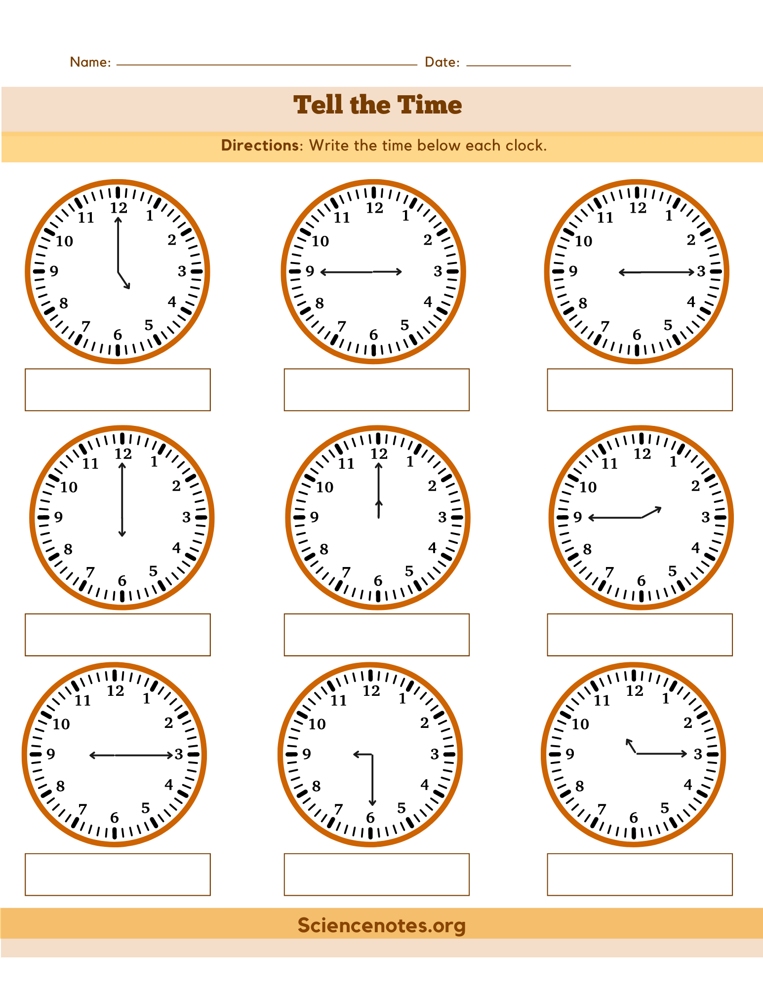 Clock Worksheets - How to Tell Time