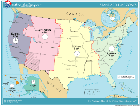 United States Time Zones Map | Student Handouts