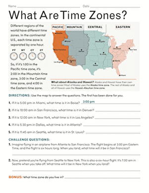 What Are Time Zones? | Worksheet 
