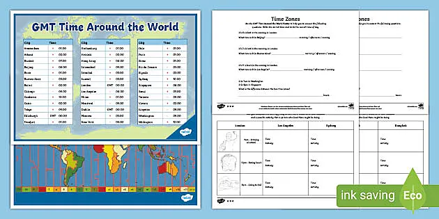 time zone worksheet with answers