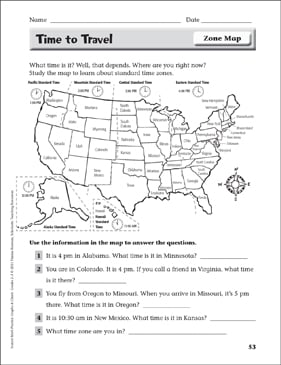 Time to Travel (Zone Map): Instant Math Practice Page for Grades 2 ...