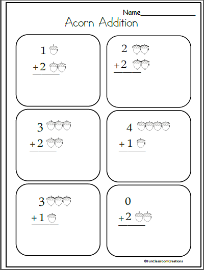 timed addition worksheet for kindergarten