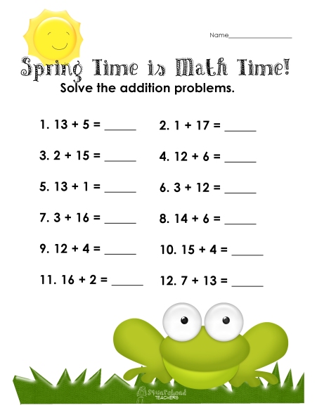 Spring Time Means Math Time! (free addition worksheet ...