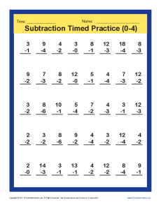 Subtraction Timed 0-4 | Kindergarten, 1st Grade Math Worksheets