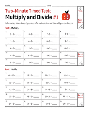 Two-Minute Timed Test: Multiply and Divide #1 | Interactive ...