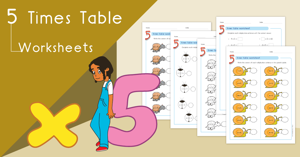 5 times table worksheets PDF | Multiplying by 5 activities