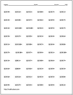 Free Times Tables Worksheets