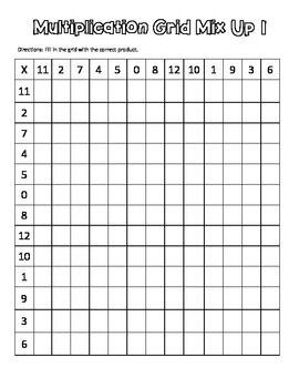 times table square worksheet