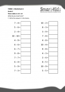Grade 3 Maths Worksheet: Times tables | Smartkids