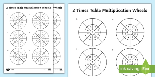 2 Times Table Worksheet PDF - Multiplication Wheels Sheets