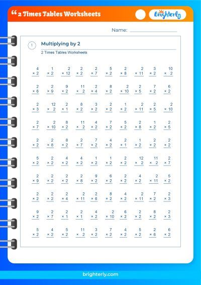 Free &  Printable 2 Times Tables Worksheets for Kids [PDFs]