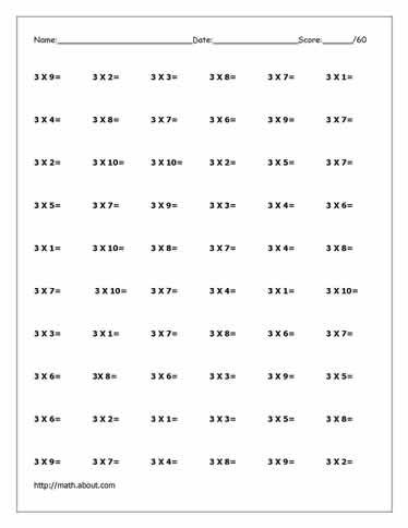 Free Times Tables Worksheets