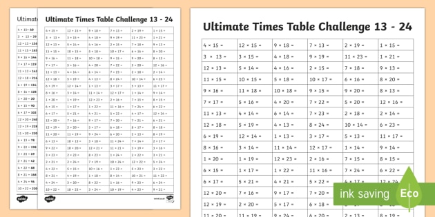 times tables worksheet to