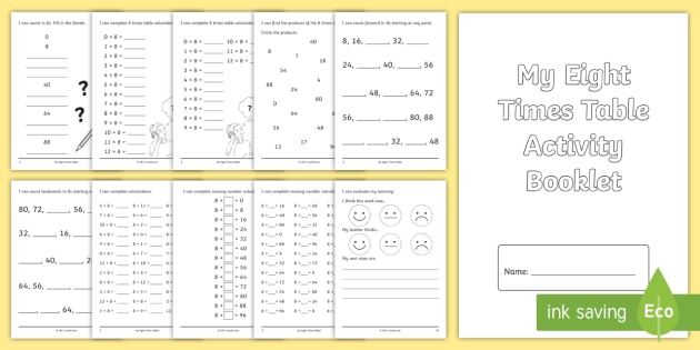 8 Times Table Activities - Times Table Booklet - Twinkl