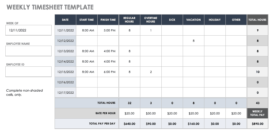 timesheet worksheet