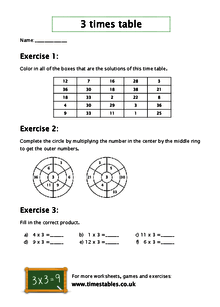 timestable worksheet