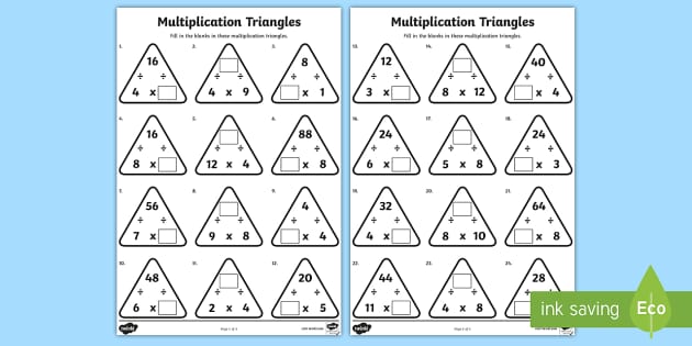 Multiplication Triangles 4 and 8 Times Tables Worksheet / Worksheet -