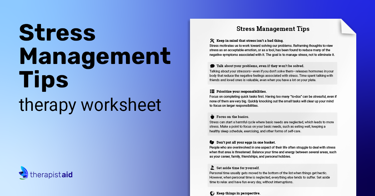 Stress Management Tips | Worksheet | Therapist Aid