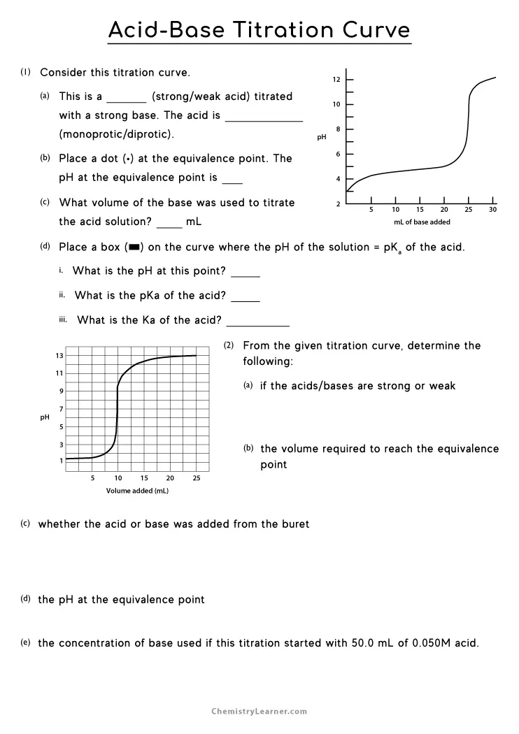 titration calculations worksheet