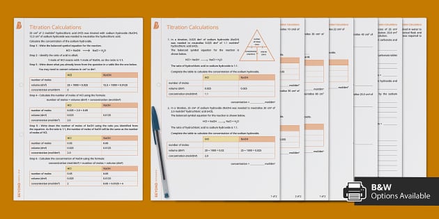Titration Calculations Worksheet | GCSE Chemistry | Beyond