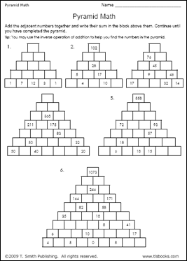 Education World Work Sheet Library: Pyramid Math | Education World