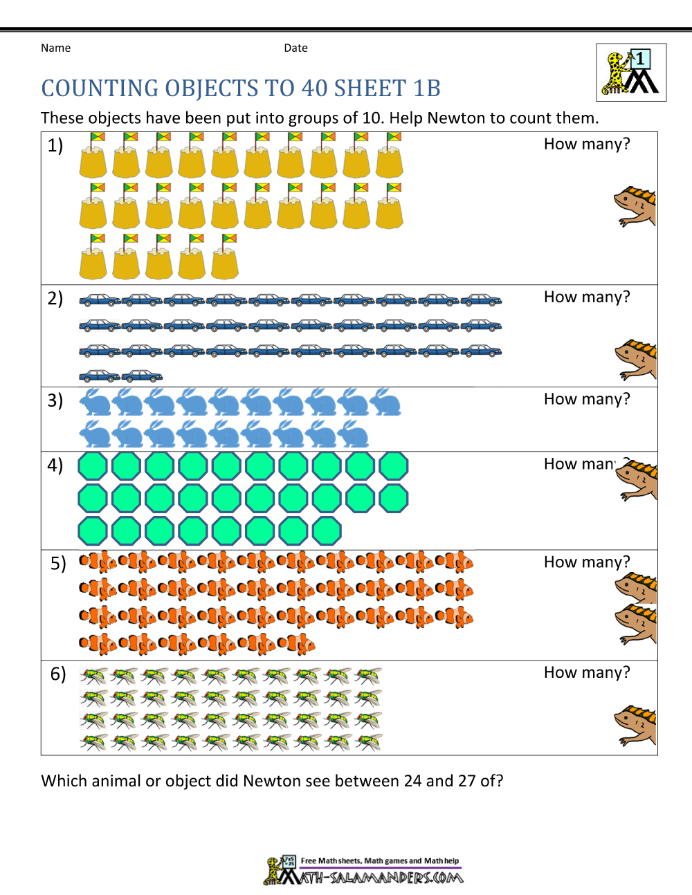 Printable Counting Worksheet - Counting up to 50